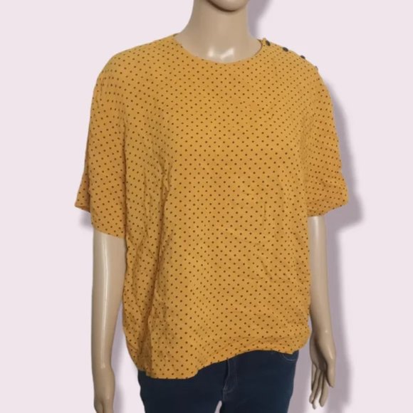 Vintage Golden Yellow Pokadot Jessica Shirt Sz Large - Picture 1 of 6